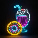 خرید تابلو نئون طرح میلک شیک و دونات