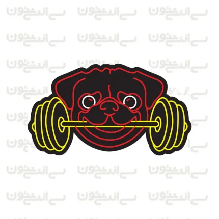 تابلو نئون طرح سگ وزنه بردار