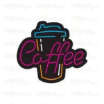 تابلو نئون طرح ماگ قهوه و کلمه کافه