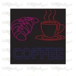 تابلو نئون طرح کافه صبحانه (قهوه و کروسان)