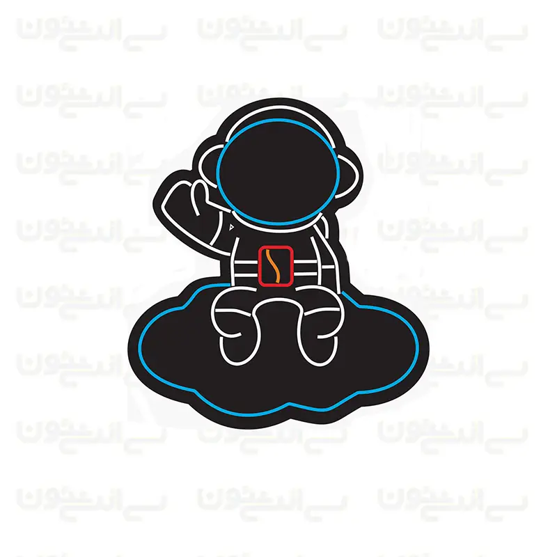 تابلو نئون طرح فضانورد روی ابر تابلو نئون طرح فضانورد روی ابر