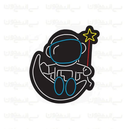 تابلو نئون فضانورد و ستاره آرزوها