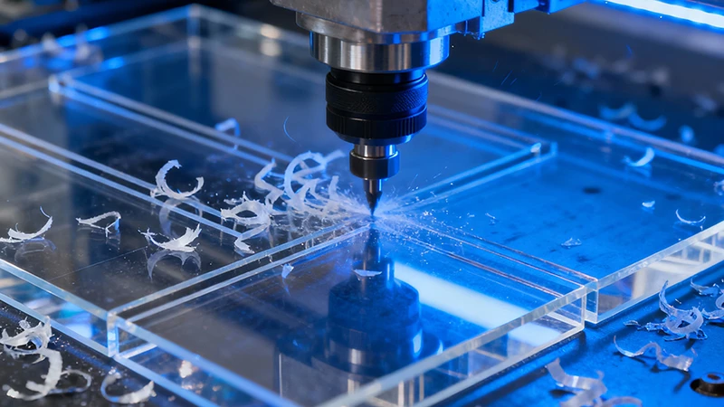 برش و حکاکی CNC روی پلکسی شفاف با جزئیات دقیق و سطح براق