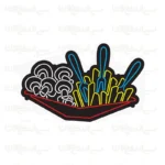 تابلو نئون طرح سیب زمینی و قارچ سرخ شده