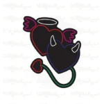 تابلو نئون طرح قلب های فرشته و شیطان