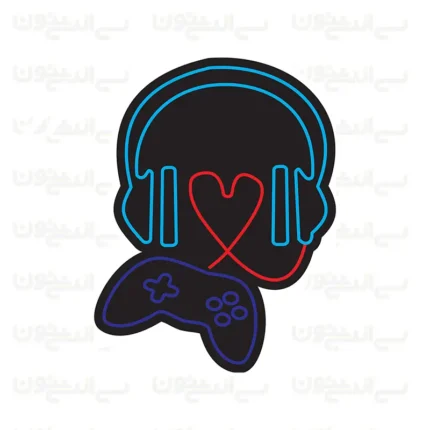 تابلو نئون طرح هدفون و دسته بازی