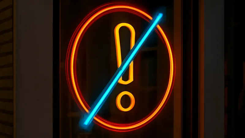 تابلو نئون سفارشی نصب‌شده روی دیوار فروشگاه مدرن با نور آبی و صورتی، فضای داخلی شیک، بدون متن