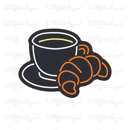 تابلو نئون طرح قهوه و کروسان