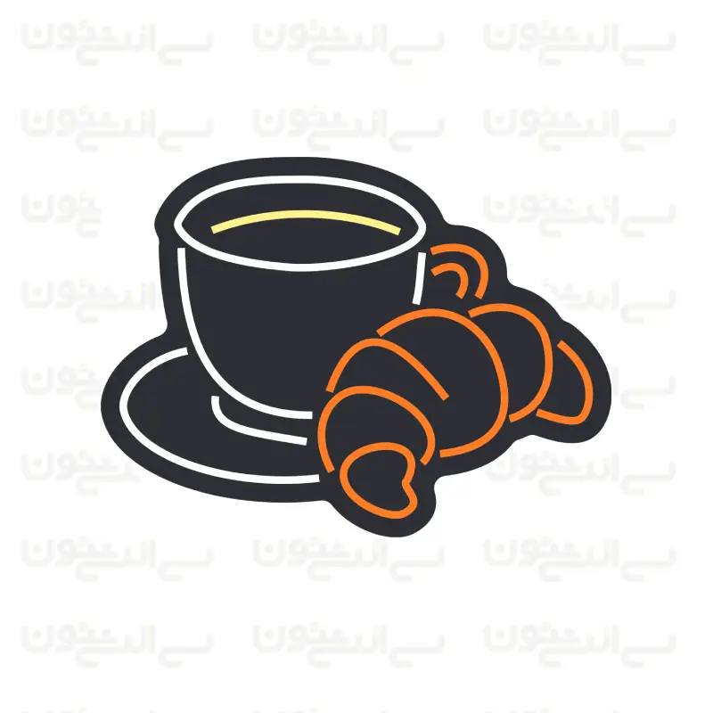 تابلو نئون طرح قهوه و کروسان