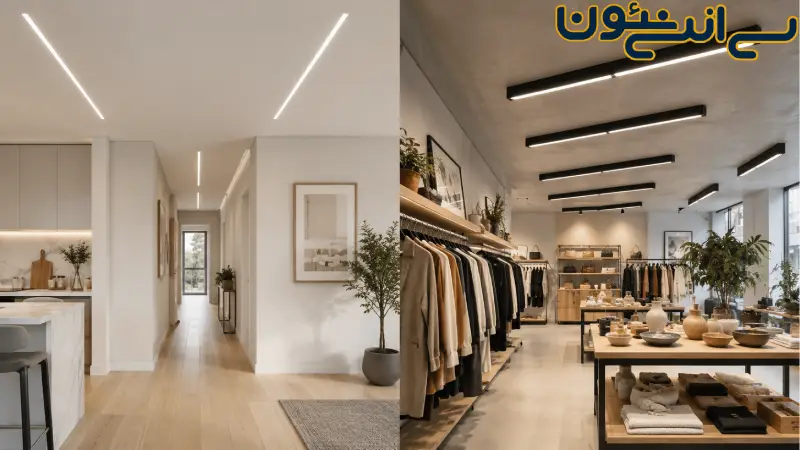لاینر نوری روکار یا توکار؟ | راهنمای انتخاب برای خانه و فروشگاه 4 طراحی و اجرای حرفه ای تابلو نئون و خدمات CNC