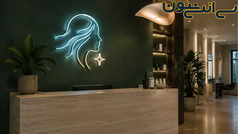 راهنمای انتخاب تابلو نئون آرایشگاه زنانه | از طراحی تا نصب 2 انتخاب فونت مناسب برای تابلو نئون آرایشگاه